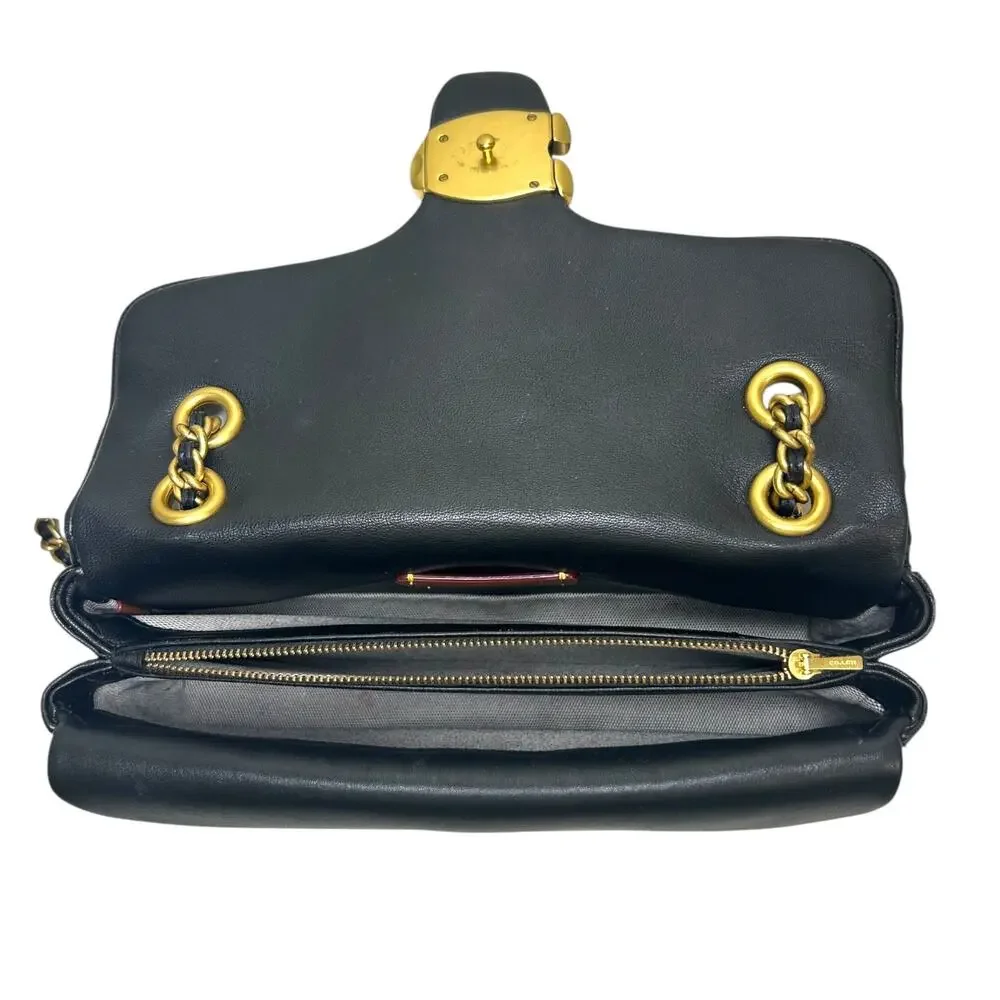 Coach Women's 'The Tabby' 26 Shoulder Bag Pillow Quilt Smooth Leather Black Gold